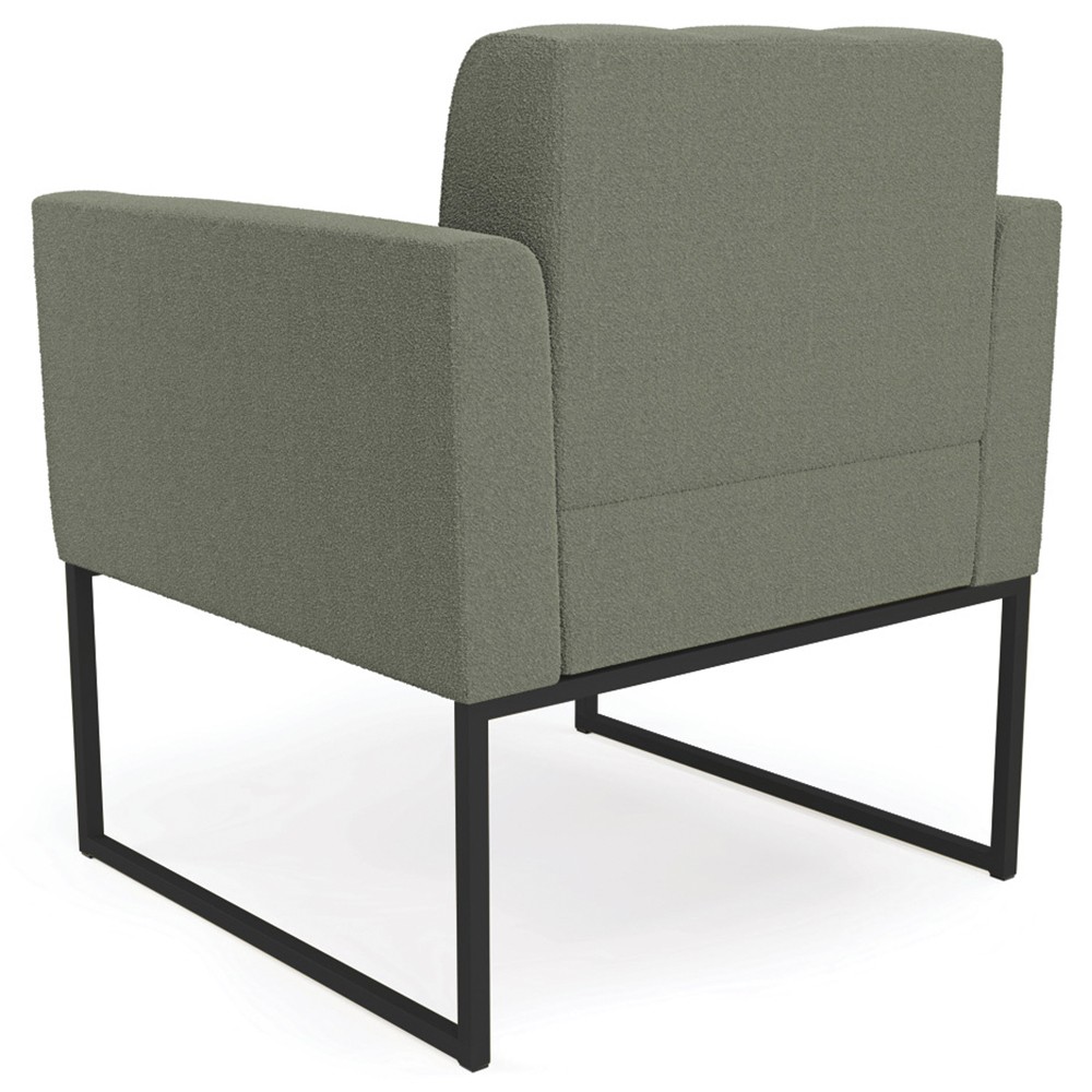 Poltrona Para Sala Base Industrial Preto Ana Bouclé Menta - Ibiza
