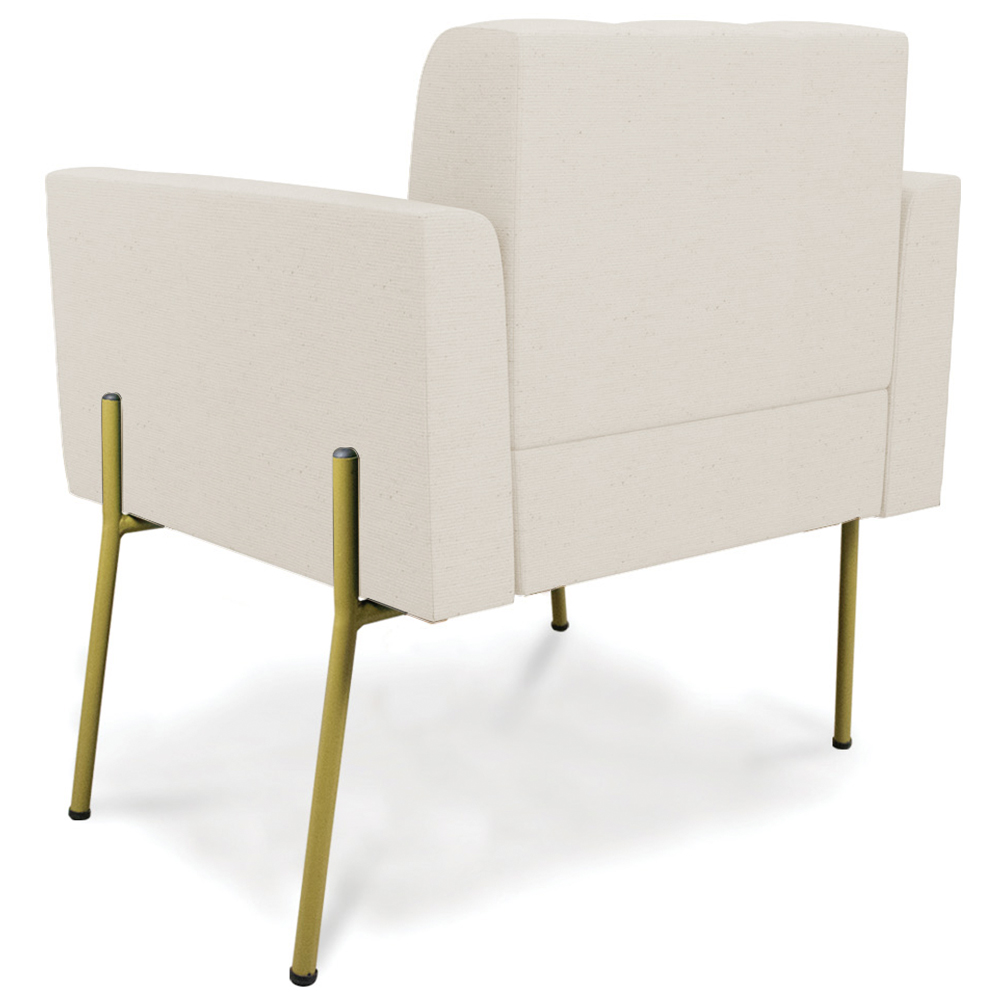 Poltrona Para Sala Pé Metal Dourado Kit 2 Ana Linho Bege - Ibiza