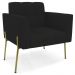 Poltrona Para Sala Pé Metal Dourado Kit 2 Ana Linho Preto - Ibiza