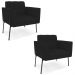 Poltrona Para Sala Pé Metal Preto Kit 2 Ana Linho Preto - Ibiza
