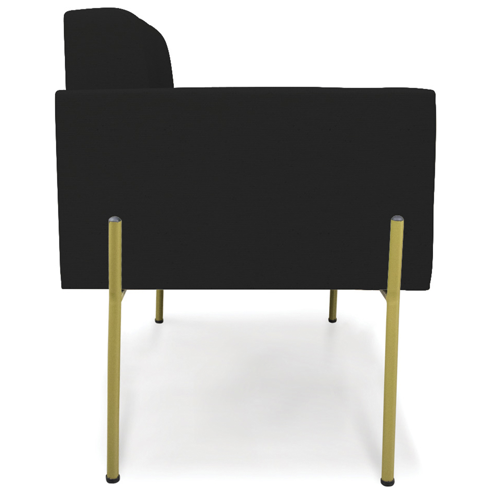 Poltrona Para Sala Pés Metálicos Dourado Ana Linho Preto - Ibiza