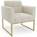 Poltrona Sala Base Industrial Dourado Kit 2 Ana Bouclé Bege - Ibiza