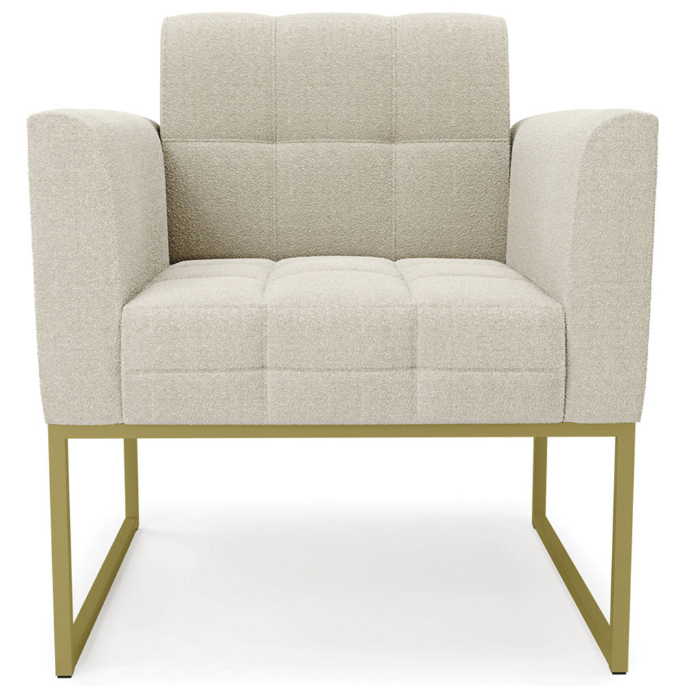 Poltrona Sala Base Industrial Dourado Kit 2 Ana Bouclé Bege - Ibiza