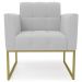 Poltrona Sala Base Industrial Dourado Kit 2 Ana Bouclé Cinza - Ibiza