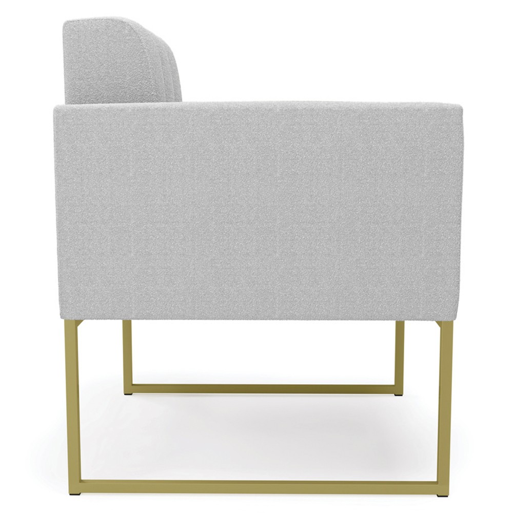 Poltrona Sala Base Industrial Dourado Kit 2 Ana Bouclé Cinza - Ibiza