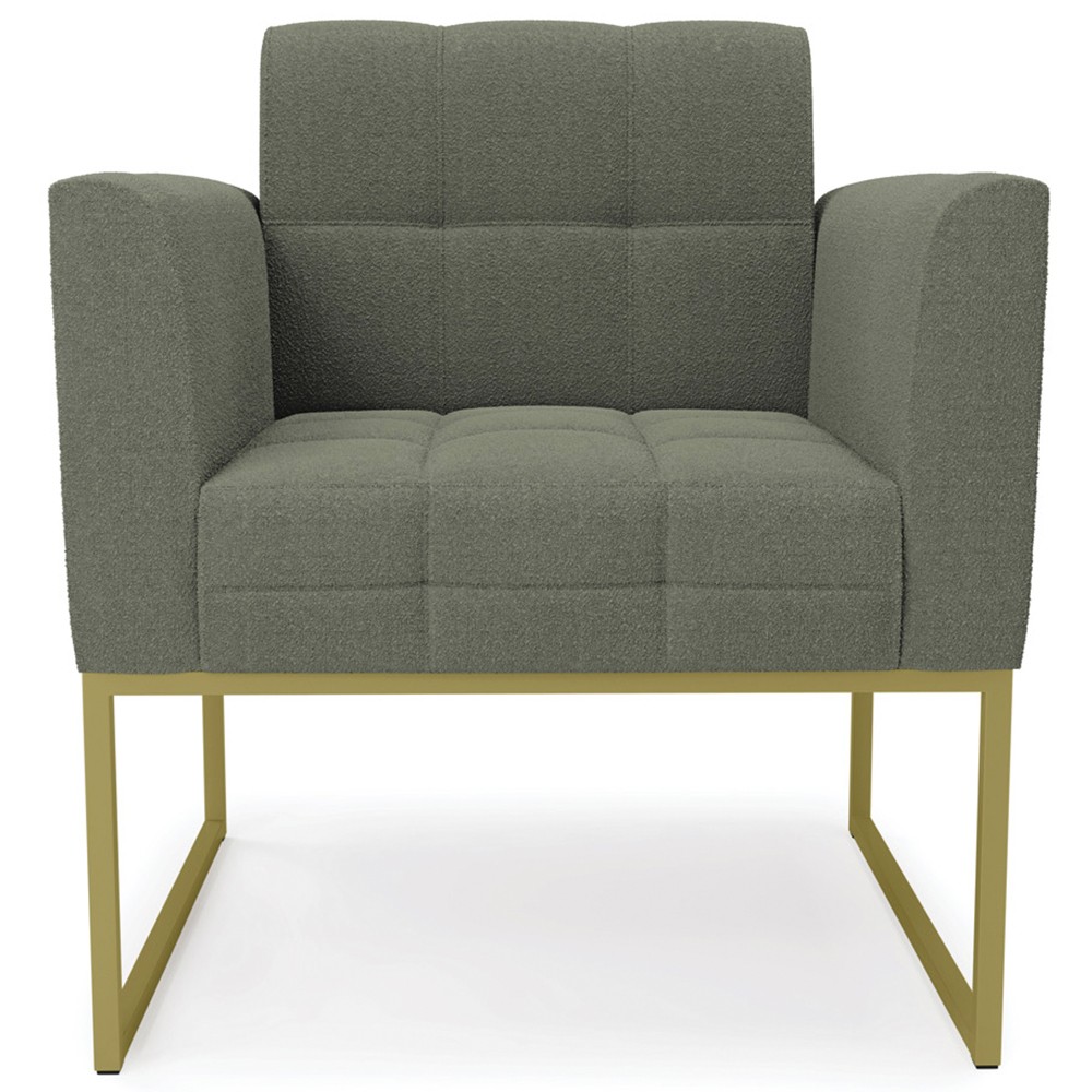 Poltrona Sala Base Industrial Dourado Kit 2 Ana Bouclé Menta - Ibiza