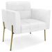 Poltrona Sala Pé Metal Dourado Kit 2 Ana Sintético PU Branco - Ibiza