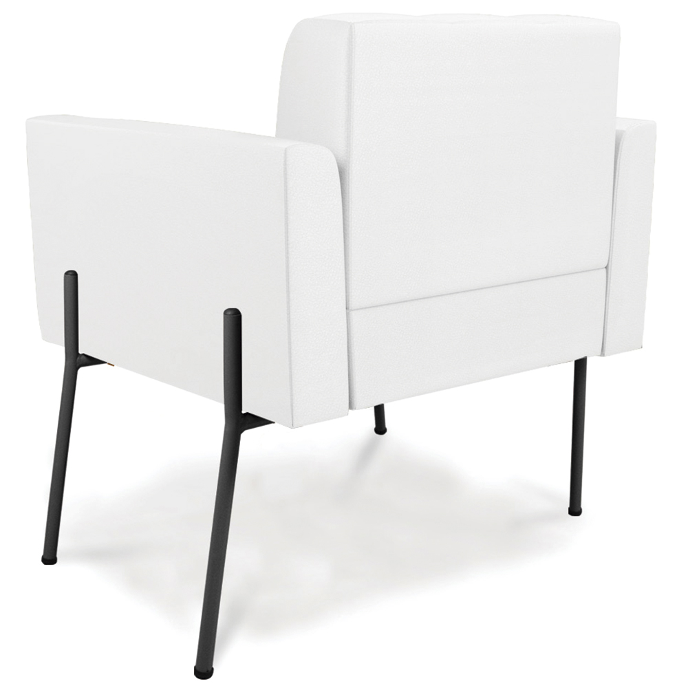 Poltrona Sala Pé Metal Preto Kit 2 Ana Sintético Branco - Ibiza
