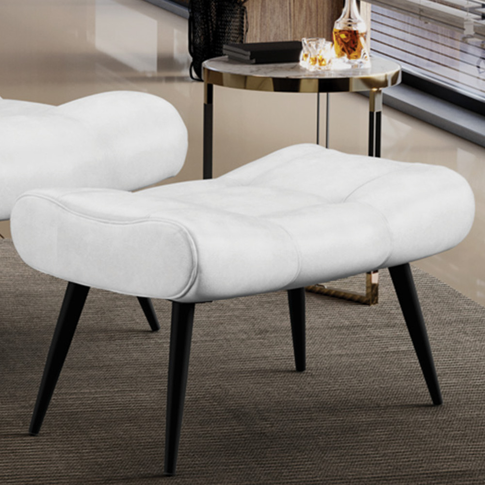 Puff Decorativo Para Sala de Estar Pés Palito Lord Sintético Branco - Ibiza