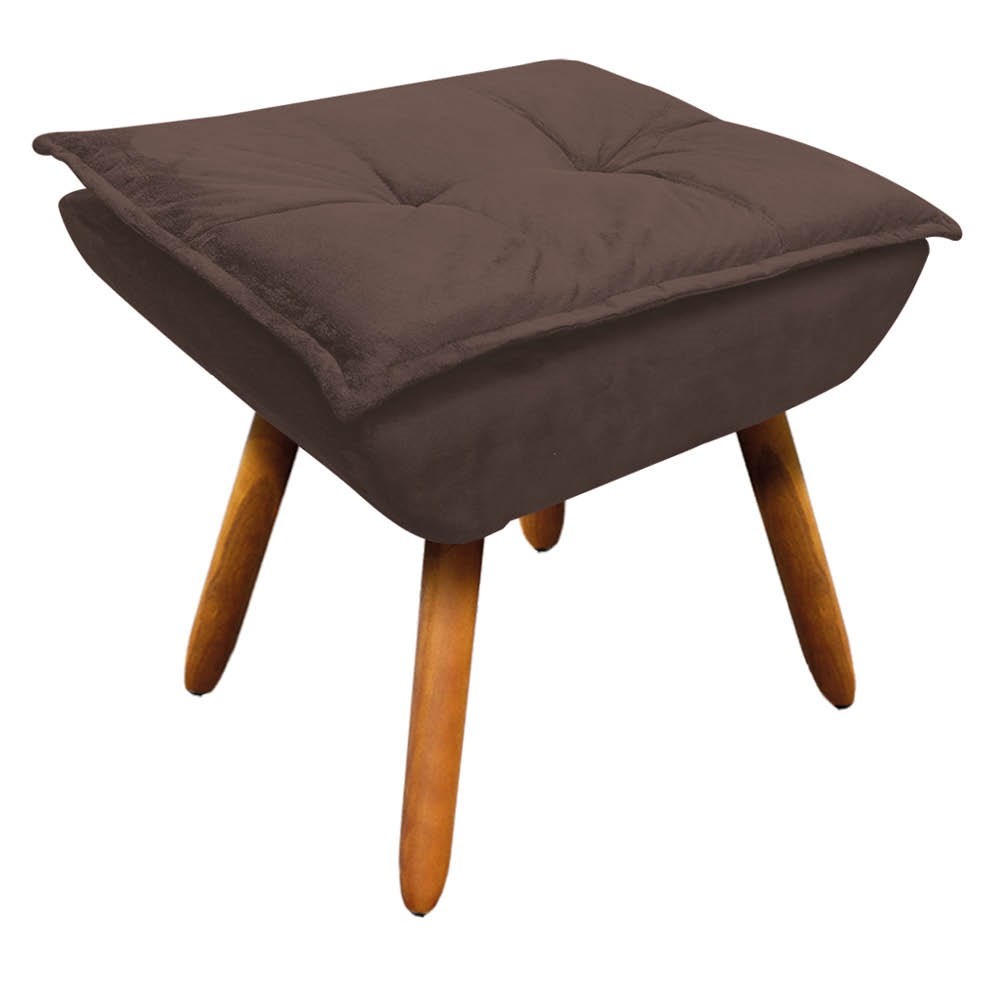 Puff Decorativo Sala de Estar Pés Palito Opla Suede Marrom - Ibiza