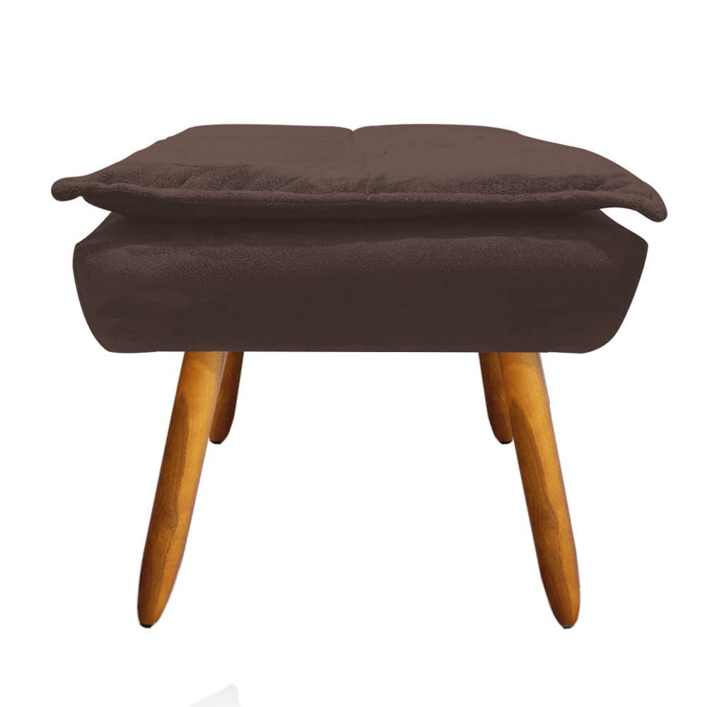 Puff Decorativo Sala de Estar Pés Palito Opla Suede Marrom - Ibiza