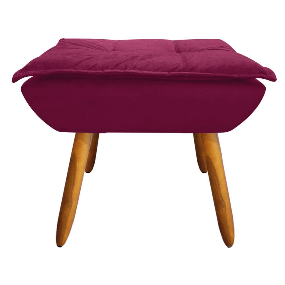 Puff Decorativo Sala de Estar Pés Palito Opla Suede Vinho - Ibiza