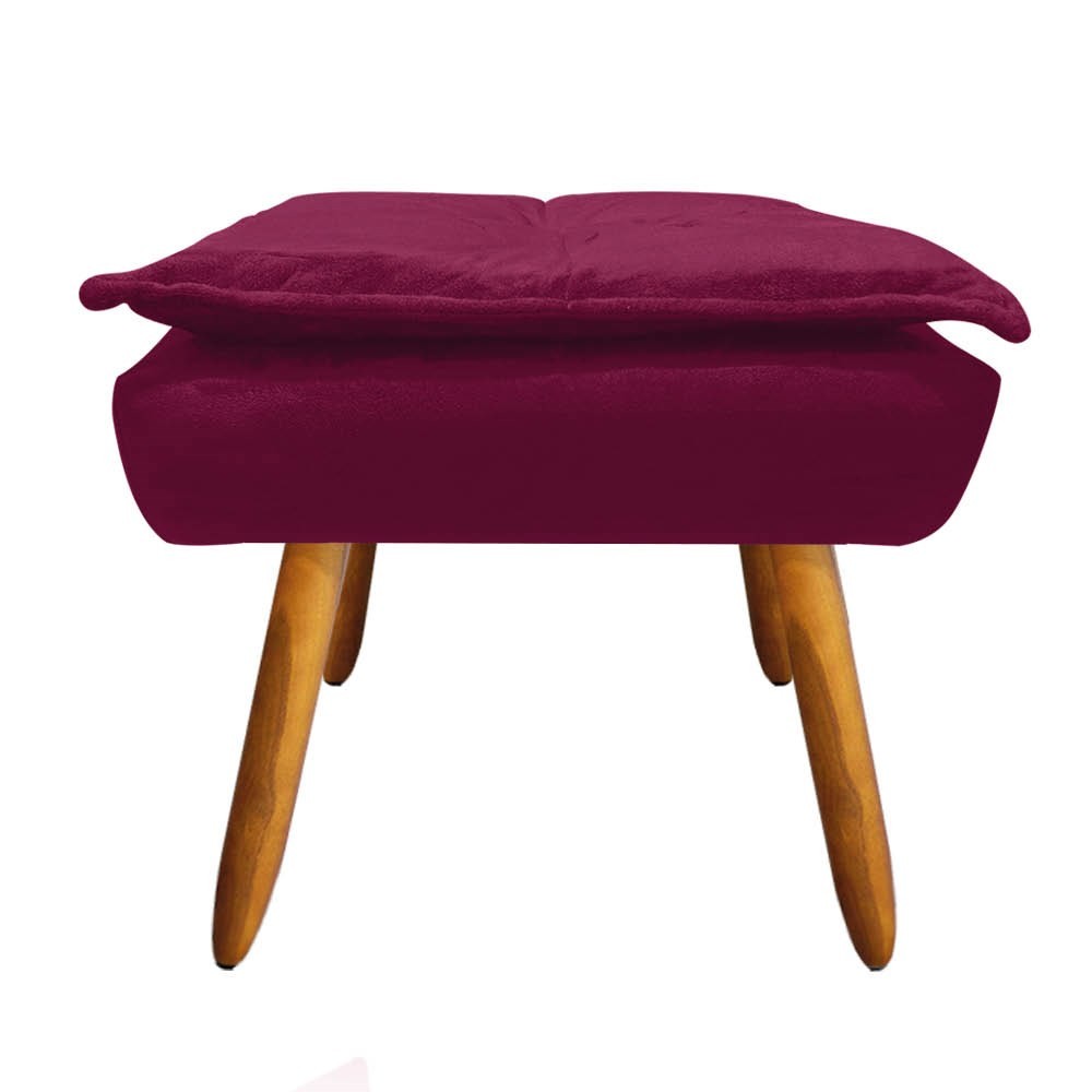 Puff Decorativo Sala de Estar Pés Palito Opla Suede Vinho - Ibiza