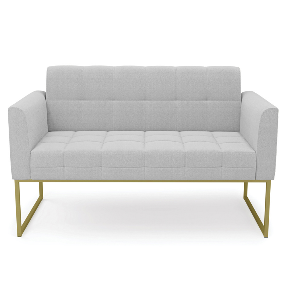 Sofá Namoradeira Base Industrial Dourado Ana Bouclé Cinza - Ibiza