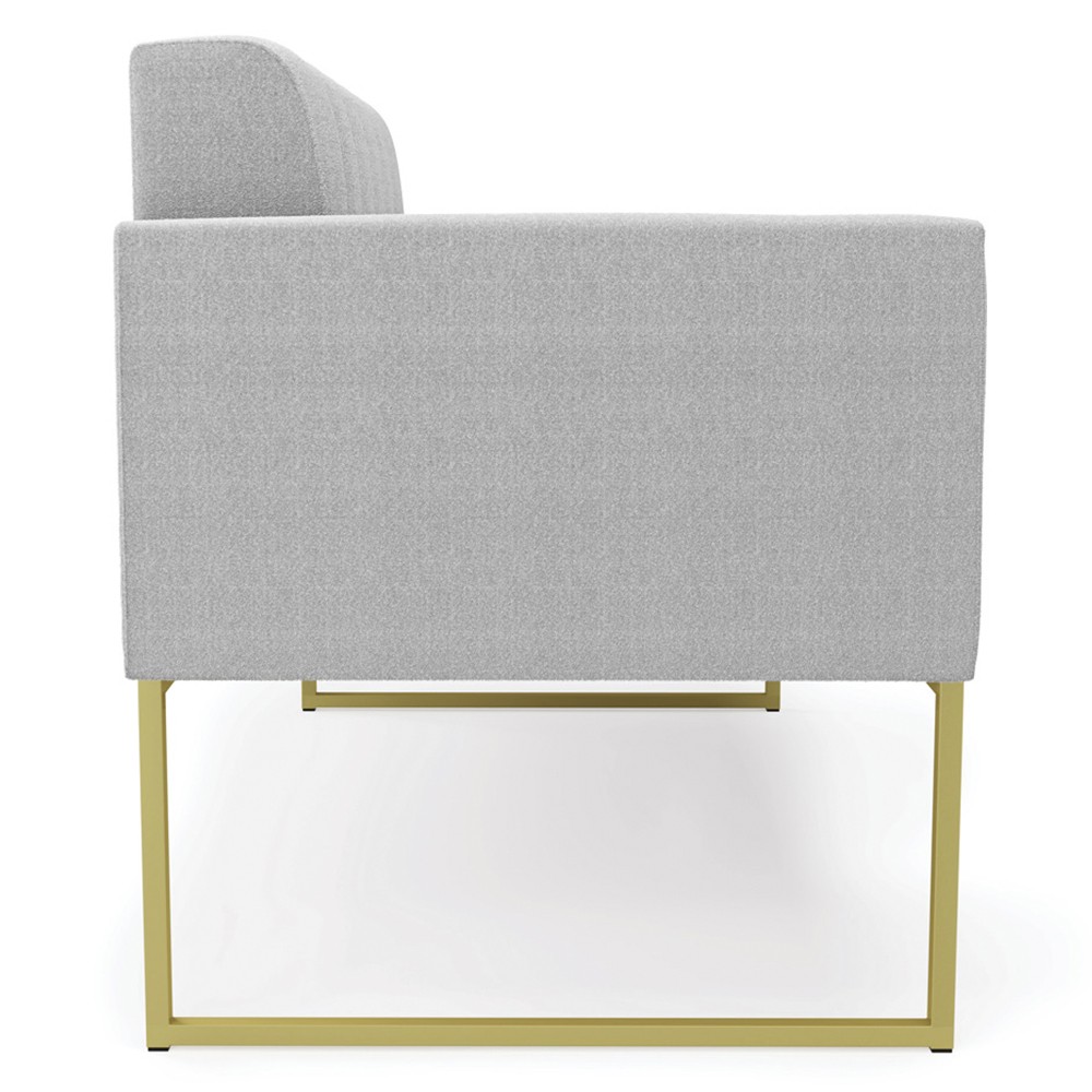 Sofá Namoradeira Base Industrial Dourado Ana Bouclé Cinza - Ibiza