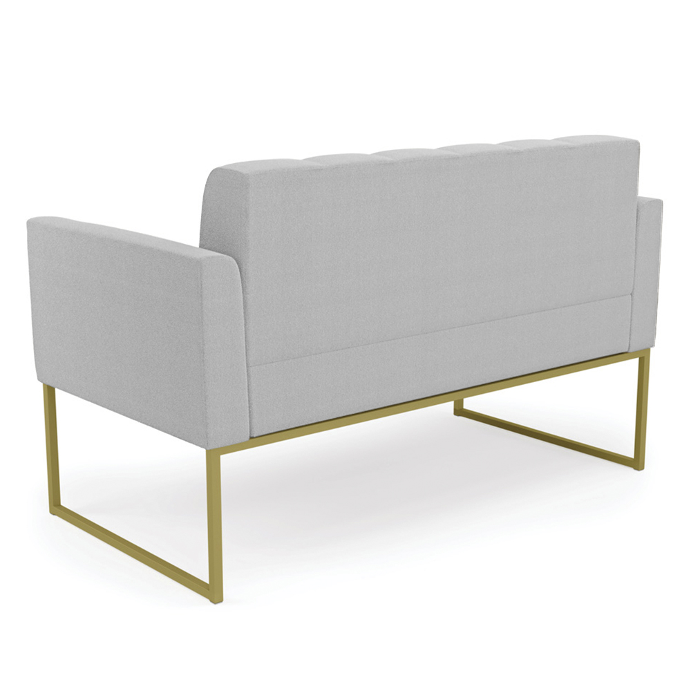 Sofá Namoradeira Base Industrial Dourado Ana Bouclé Cinza - Ibiza