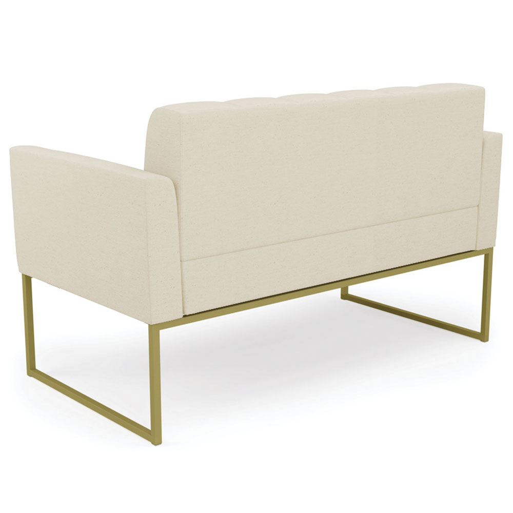 Sofá Namoradeira Base Industrial Dourado Ana Linho Bege - Ibiza