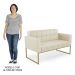 Sofá Namoradeira Base Industrial Dourado Ana Sintético Bege - Ibiza