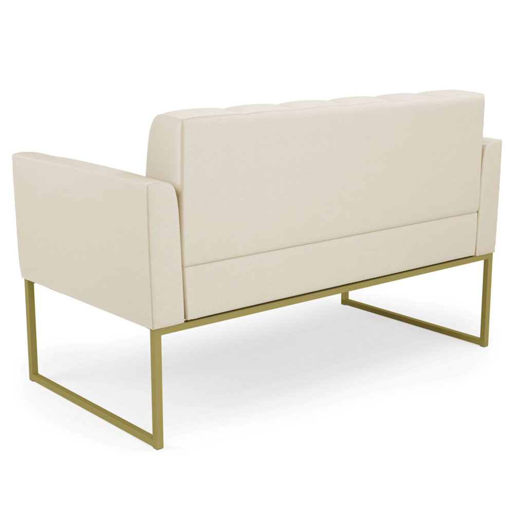 Sofá Namoradeira Base Industrial Dourado Ana Sintético Bege - Ibiza
