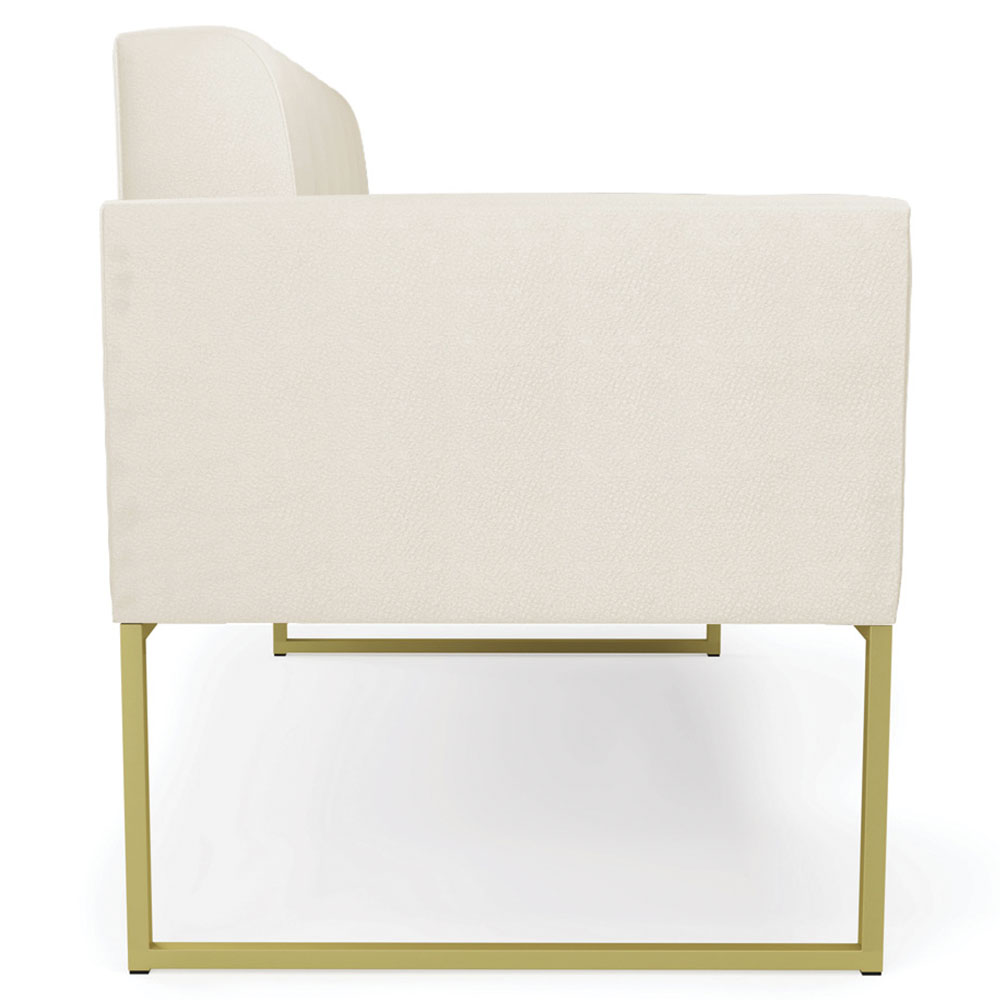 Sofá Namoradeira Base Industrial Dourado Ana Sintético Bege - Ibiza