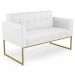 Sofá Namoradeira Base Industrial Dourado Ana Sintético Branco - Ibiza