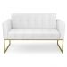 Sofá Namoradeira Base Industrial Dourado Ana Sintético Branco - Ibiza