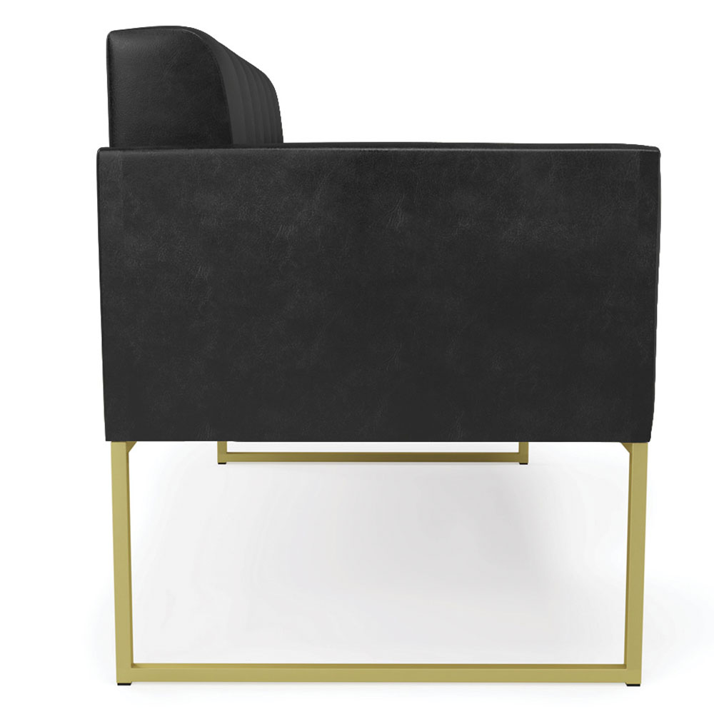 Sofá Namoradeira Base Industrial Dourado Ana Sintético PU Preto - Ibiza