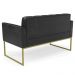 Sofá Namoradeira Base Industrial Dourado Ana Sintético PU Preto - Ibiza