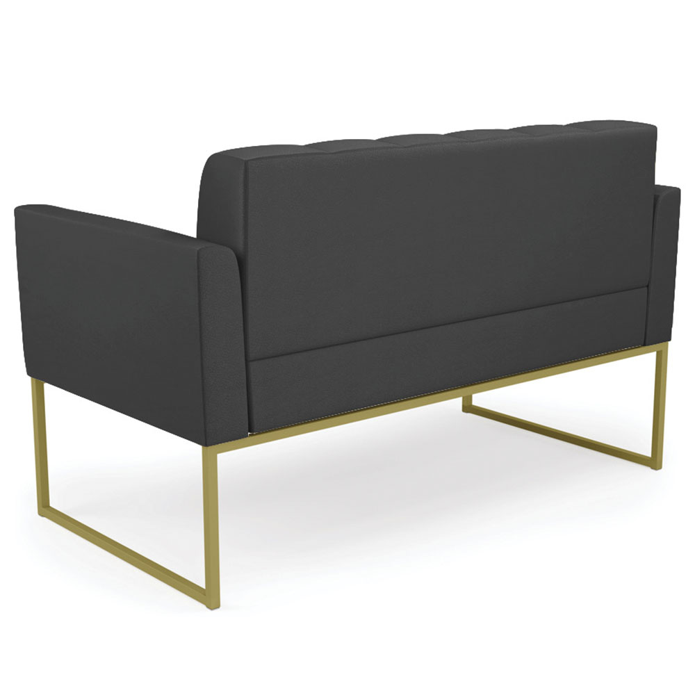 Sofá Namoradeira Base Industrial Dourado Ana Sintético Preto - Ibiza