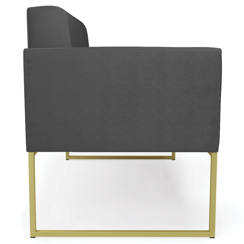 Sofá Namoradeira Base Industrial Dourado Ana Sintético Preto - Ibiza