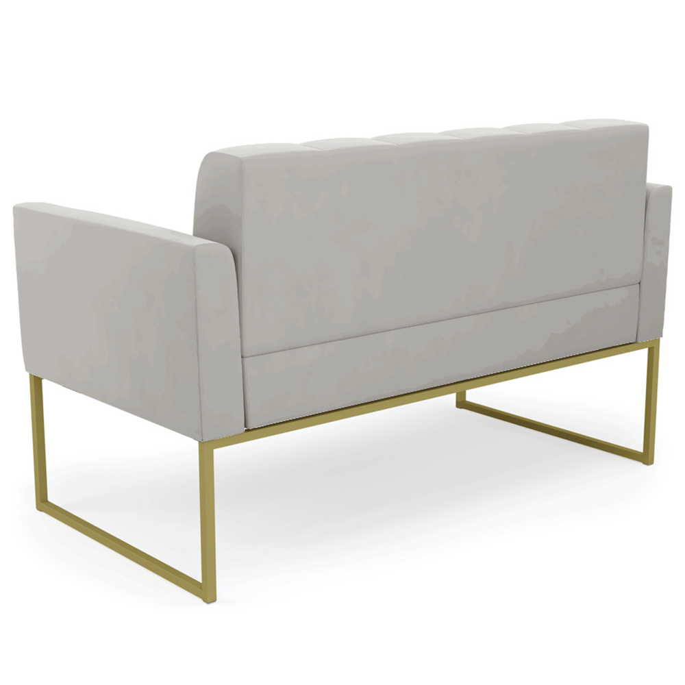 Sofá Namoradeira Base Industrial Dourado Ana Veludo Cinza - Ibiza