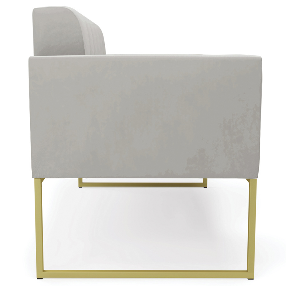 Sofá Namoradeira Base Industrial Dourado Ana Veludo Cinza - Ibiza