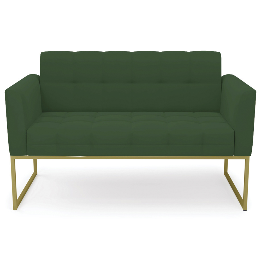 Sofá Namoradeira Base Industrial Dourado Ana Veludo Verde - Ibiza