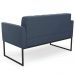 Sofá Namoradeira Base Industrial Preto Ana Suede Azul Marinho - Ibiza