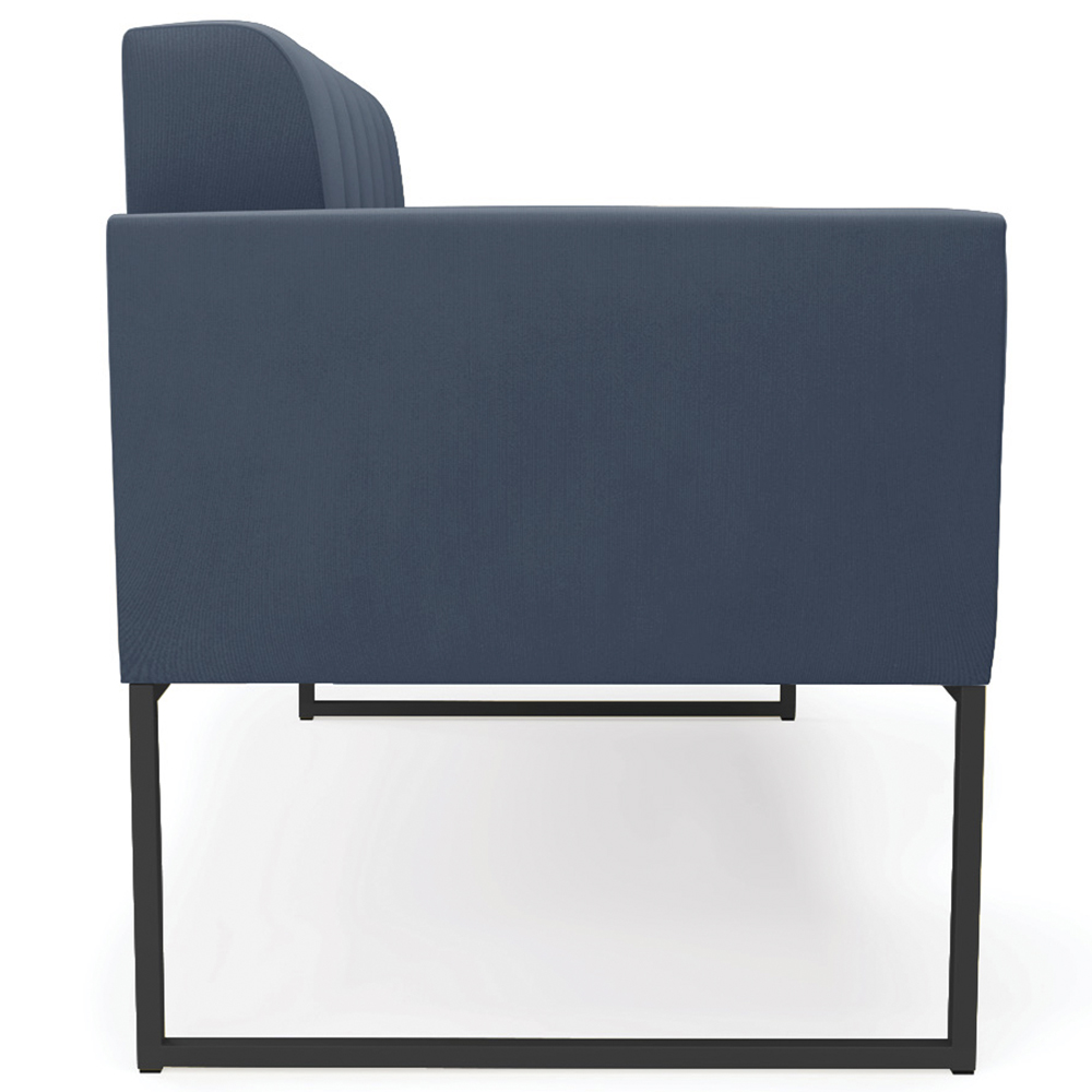 Sofá Namoradeira Base Industrial Preto Ana Suede Azul Marinho - Ibiza