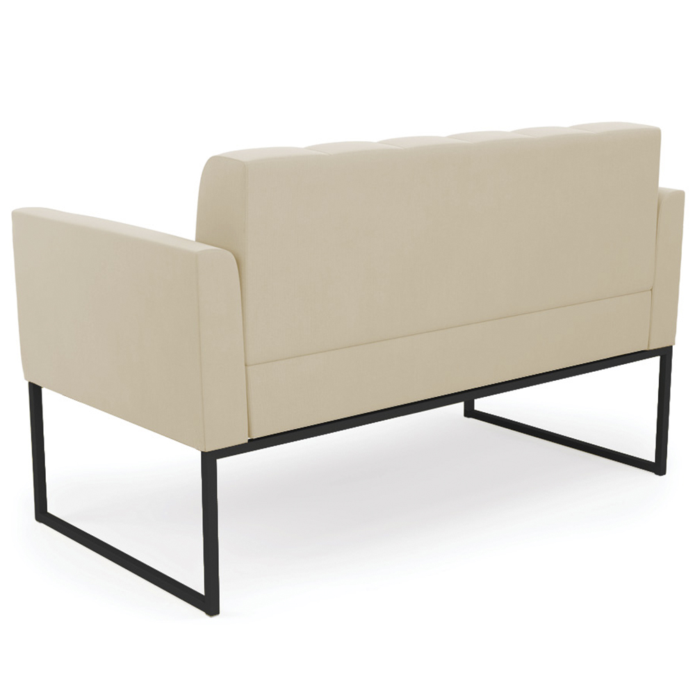 Sofá Namoradeira Base Industrial Preto Ana Suede Bege - Ibiza
