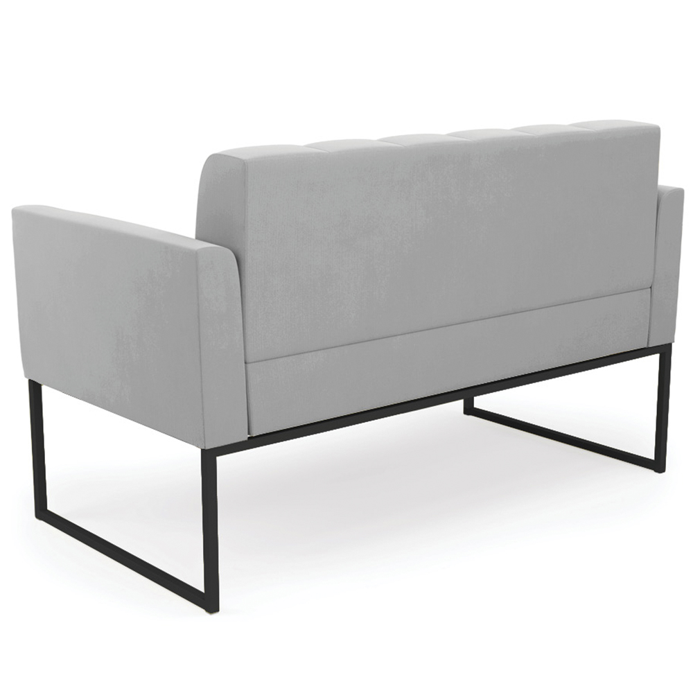 Sofá Namoradeira Base Industrial Preto Ana Suede Cinza - Ibiza