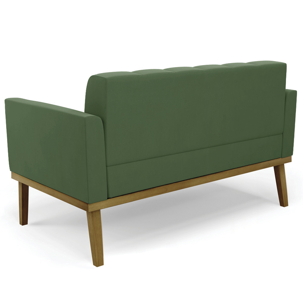Sofá Namoradeira Base Madeira Castanho Ana Suede Verde - Ibiza