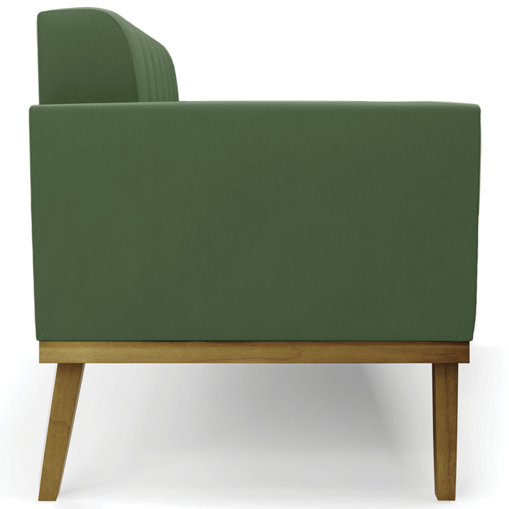 Sofá Namoradeira Base Madeira Castanho Ana Suede Verde - Ibiza