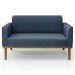 Sofá Namoradeira Base Madeira Castanho Maressa Suede Azul Marinho - Ibiza