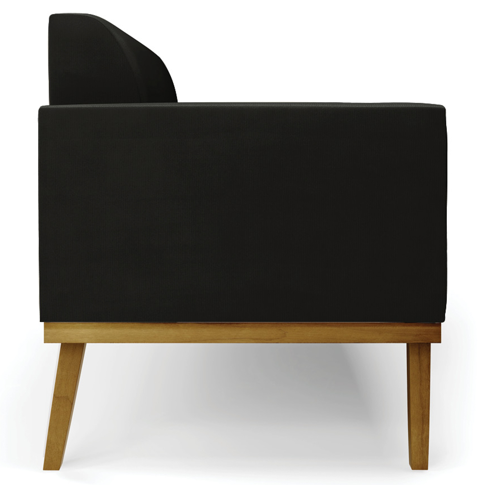 Sofá Namoradeira Base Madeira Castanho Maressa Suede Preto - Ibiza