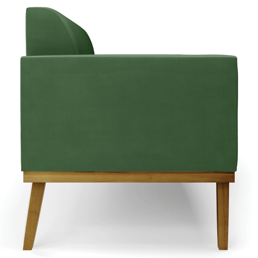 Sofá Namoradeira Base Madeira Castanho Maressa Suede Verde - Ibiza
