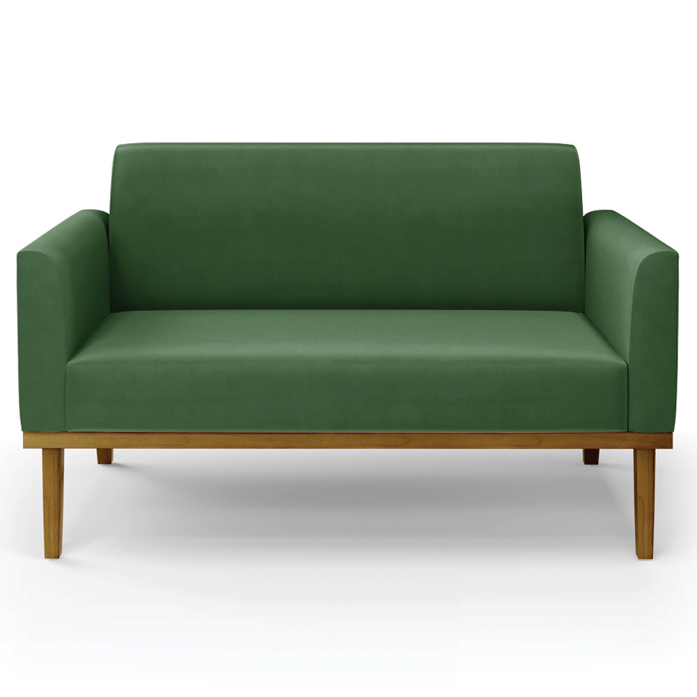 Sofá Namoradeira Base Madeira Castanho Maressa Suede Verde - Ibiza