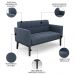Sofá Namoradeira Base Madeira Preto Ana Suede Azul Marinho - Ibiza