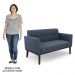 Sofá Namoradeira Base Madeira Preto Ana Suede Azul Marinho - Ibiza