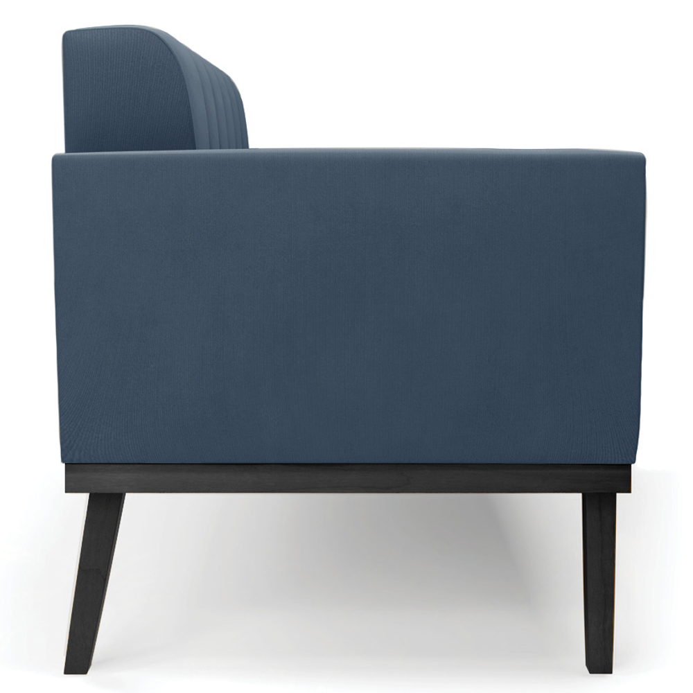 Sofá Namoradeira Base Madeira Preto Ana Suede Azul Marinho - Ibiza