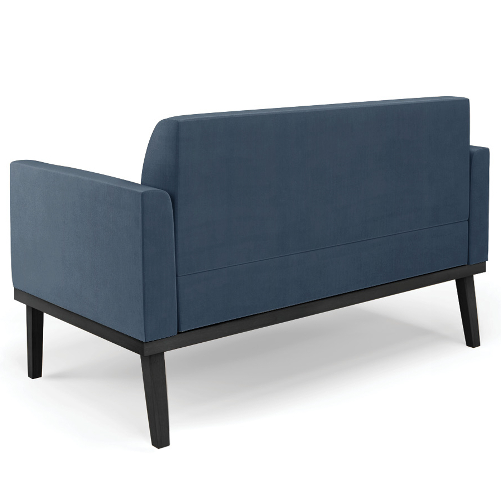 Sofá Namoradeira Base Madeira Preto Maressa Suede Azul Marinho - Ibiza