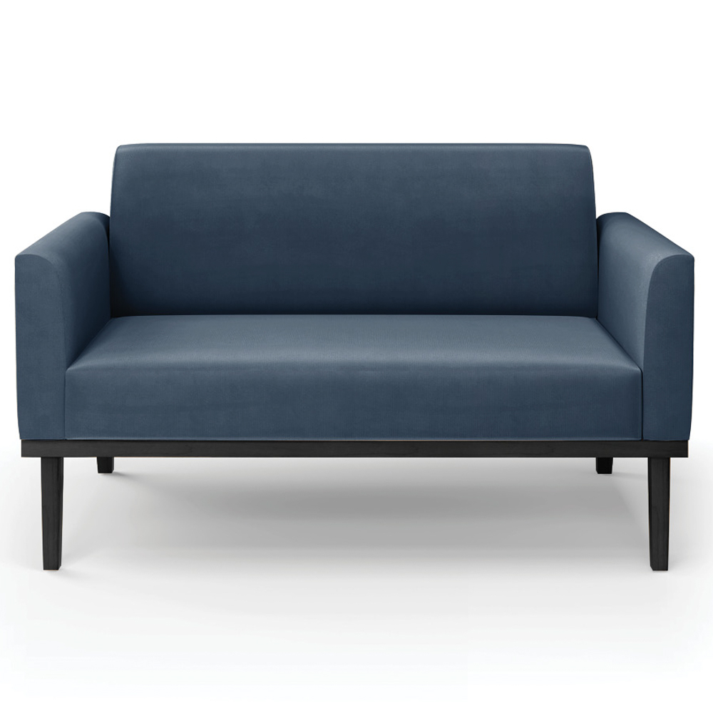 Sofá Namoradeira Base Madeira Preto Maressa Suede Azul Marinho - Ibiza