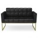 Sofá Namoradeira e 1 Poltrona Base Industrial Dourado Ana Sintético PU Preto - Ibiza