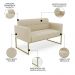Sofá Namoradeira e 1 Poltrona Base Industrial Dourado Ana Suede Bege - Ibiza